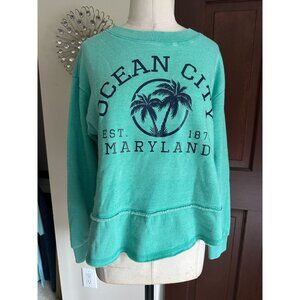 Sunsations Ocean City Maryland soft vintage look sweatshirt Large Green